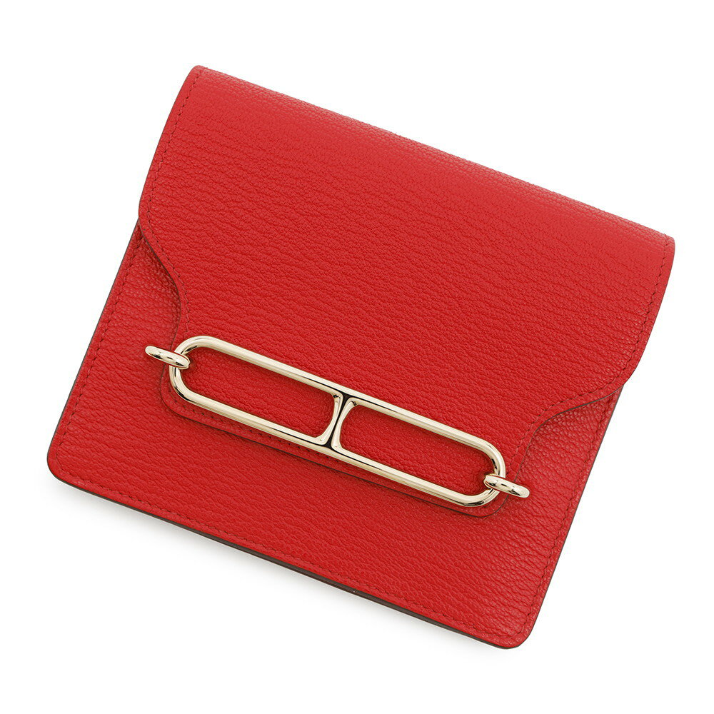 エルメス 財布 ルリ スリム ローズテキサス/ゴールド金具 シェブルミゾル B刻印 HERMES 財布 シェーブ..