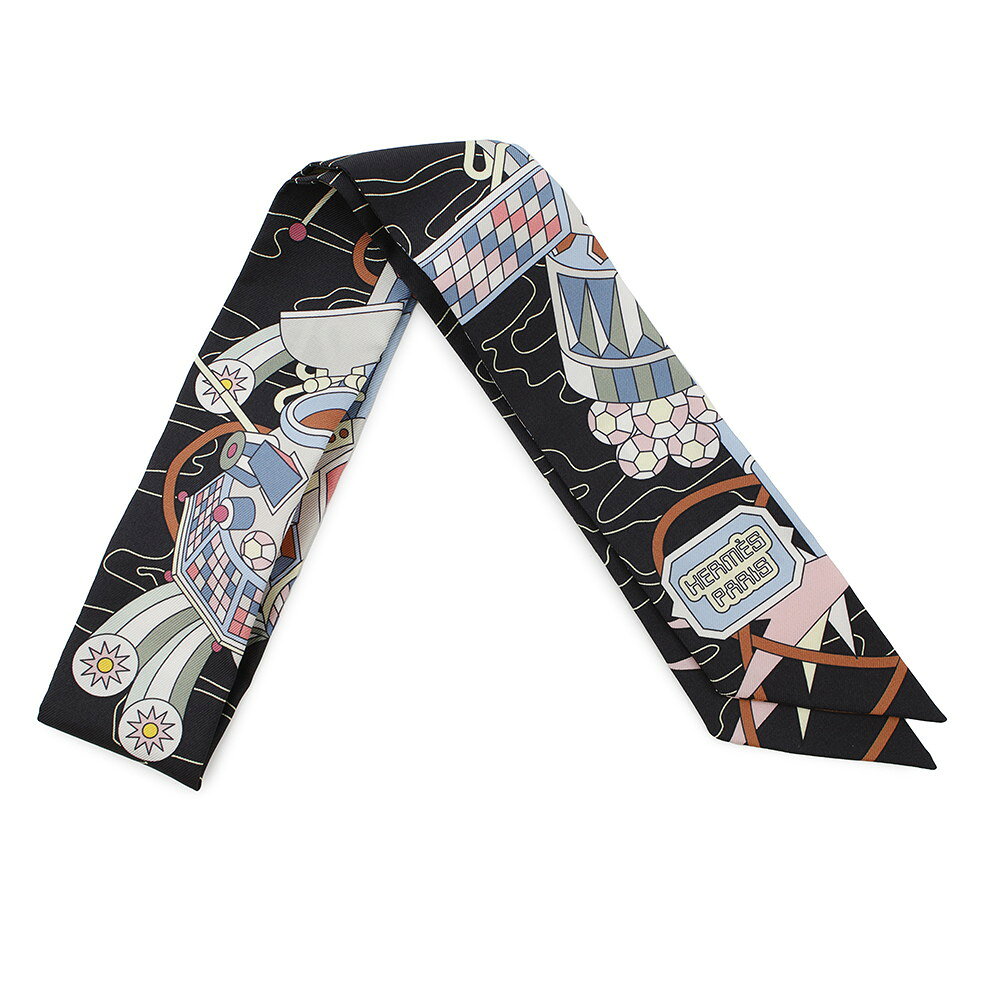 エルメス スカーフ ツイリー オデッセイ Odyssey HERMES シルクツイル 2022秋冬 黒 【中古】 エルメス スカーフ エルメス ツイリー HERMES SCARF TWILLY