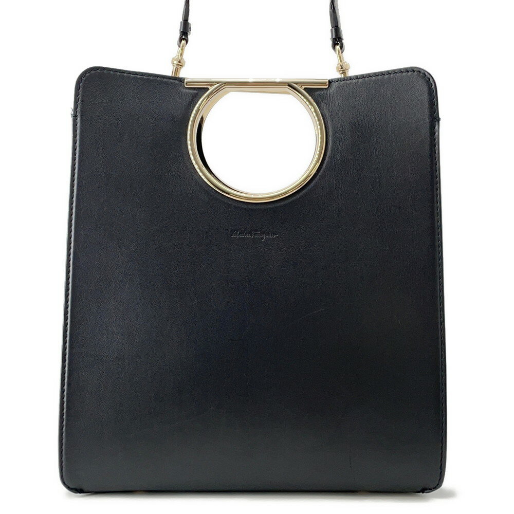 サルヴァトーレ・フェラガモ ハンドバッグ レザー Ferragamo 2wayショルダー 黒 ガンチーニ 【安心保証】 【中古】 サルヴァトーレ・フェラガモ バッグ フェラガモ Ferragamo BAG(4)