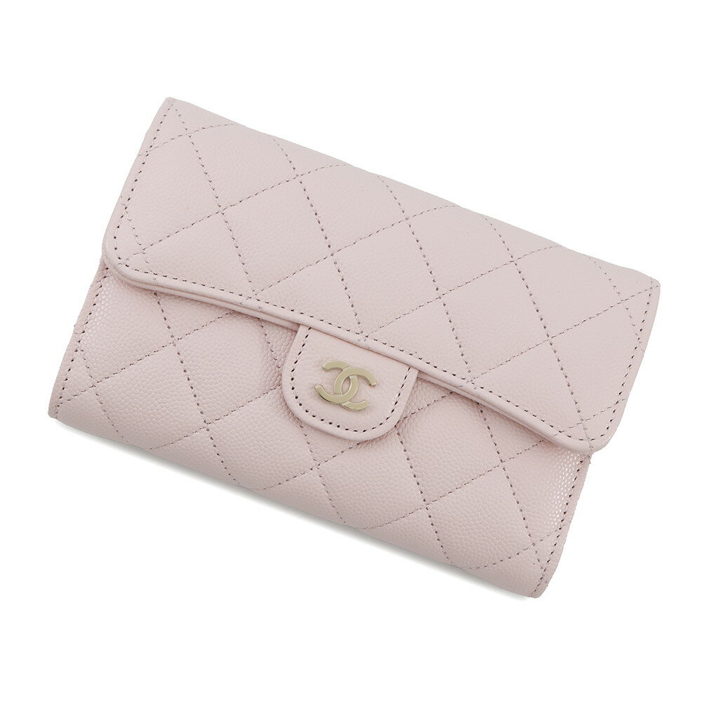 ✨ほぼ未使用✨シャネル　マトラッセキャビアスキン　ビジュー　三つ折り財布 CHANEL 新作 新品 未使用 保管品 シャネル キャビアスキン