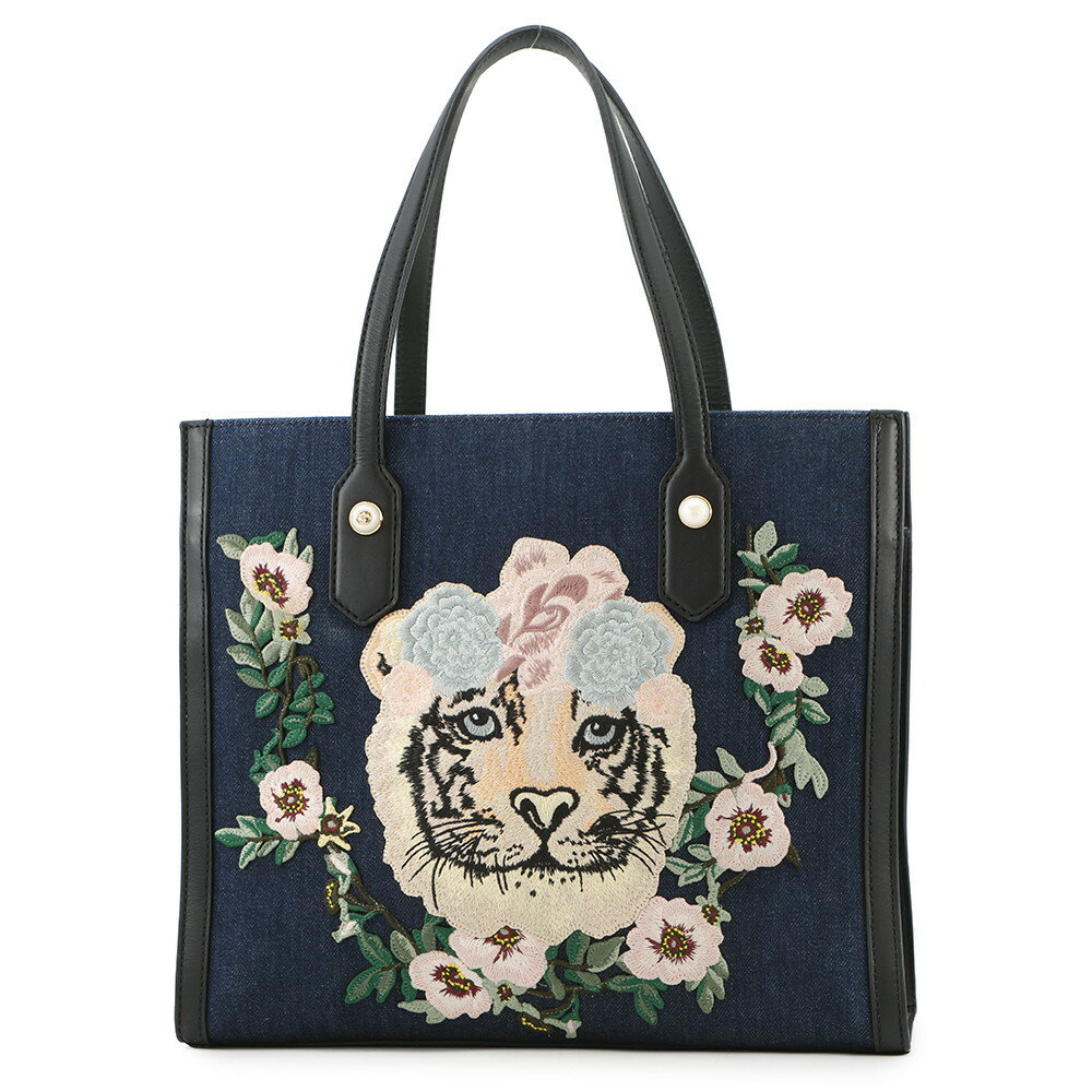 グッチ トートバッグ タイガー エンブロイダリー 日本限定 キャンバス 456545 GUCCI 黒 【安心保証】 【中古】 グッチ バッグ GUCCI BAG