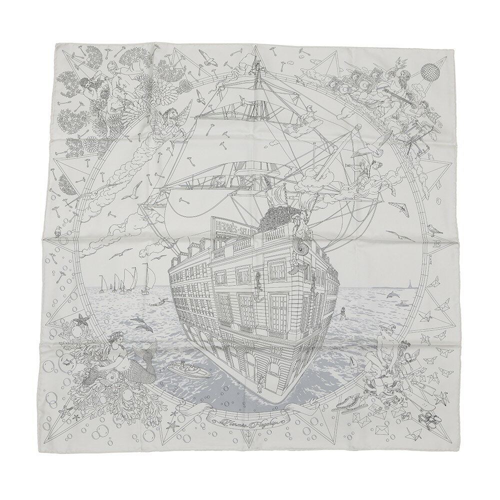 エルメス スカーフ カレ90 エルメス・フラッグシップ Hermes Flagship HERMES シルクスカーフ 2024年春夏 白 【中古】 エルメス スカーフ エルメス カレ HERMES SCARFのサムネイル