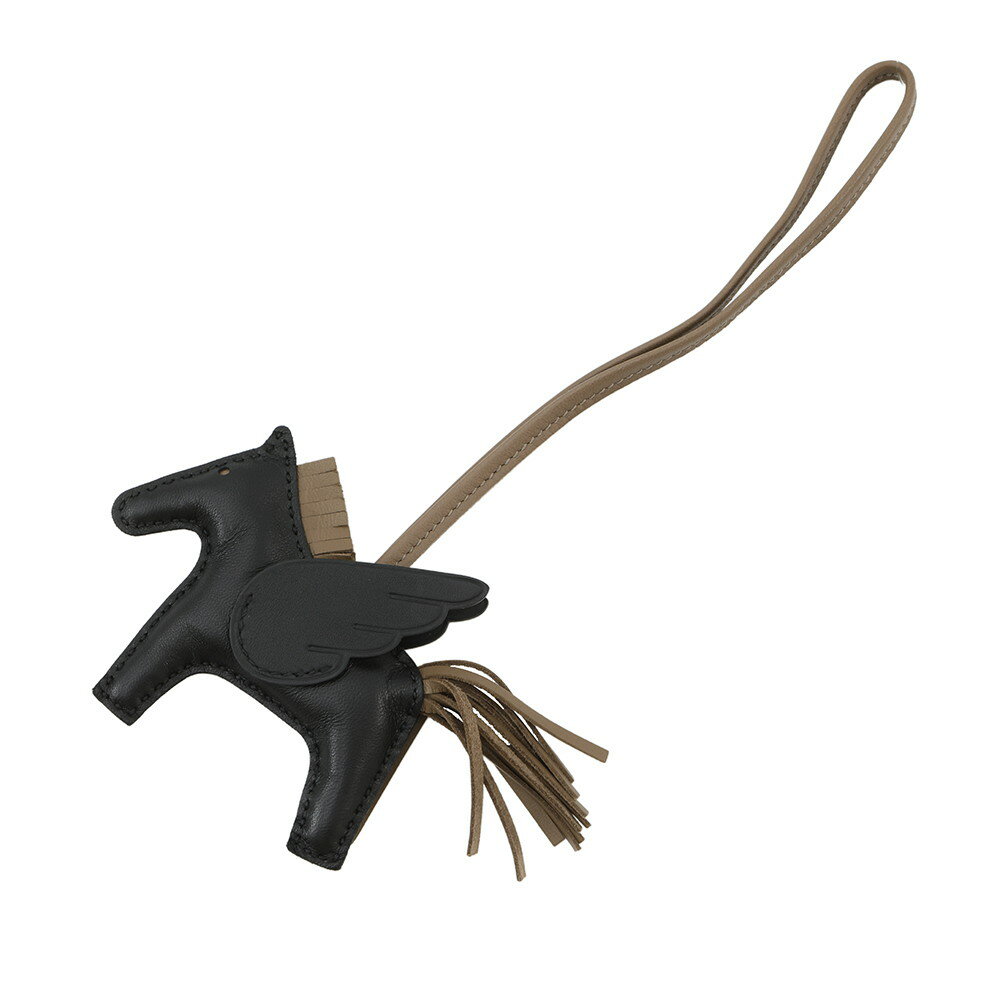 エルメス バッグチャーム ロデオPM ペガサス ブラック/エトゥープ ラムスキン W刻印 黒 【安心保証】 ..