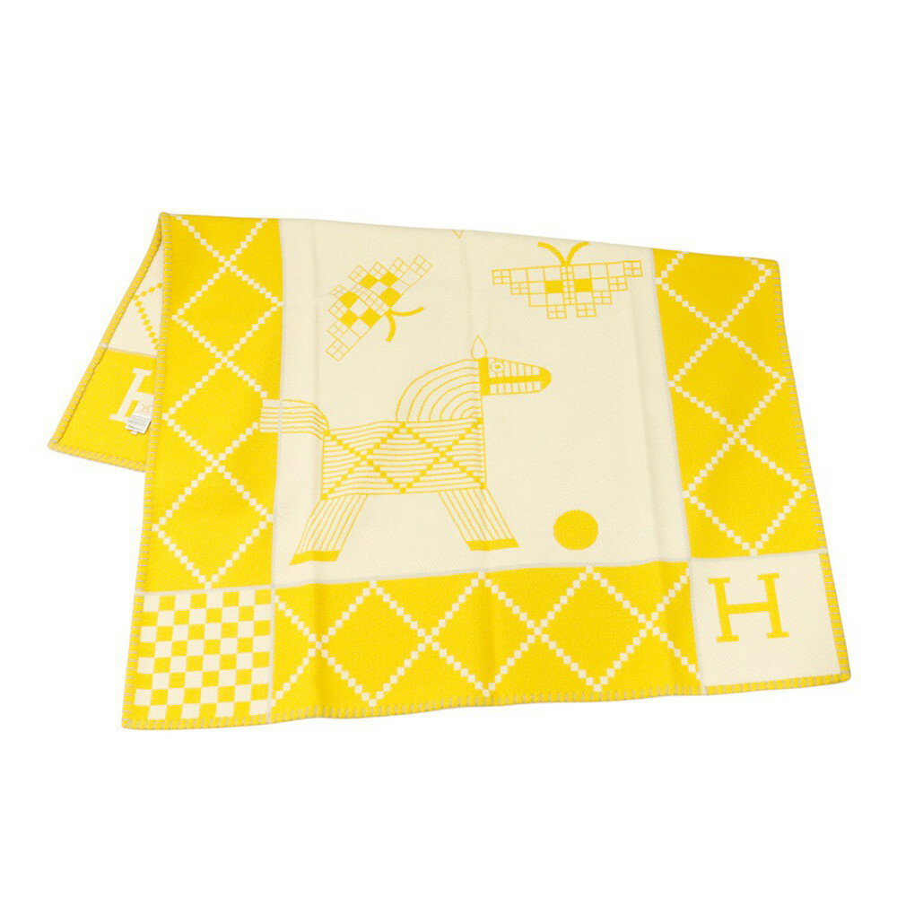 エルメス ブランケット ブレード アヴァロン・アニモ―・ナッテ ウール カシミヤ HERMES 毛布 【中古】 ..