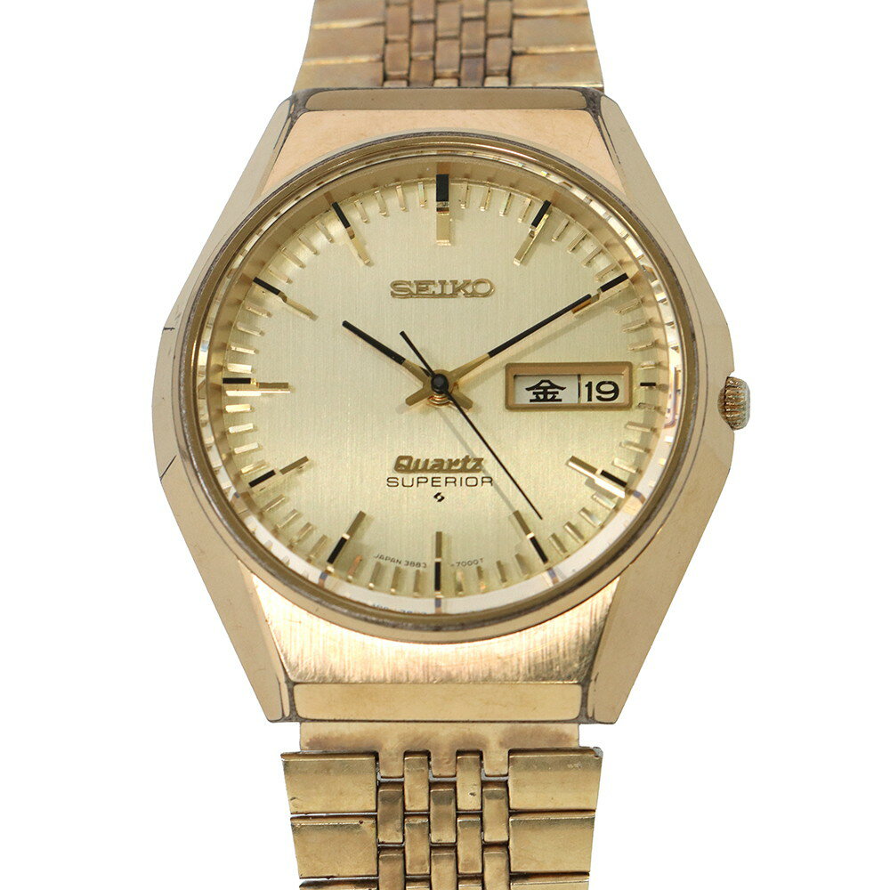 セイコー スーペリア デイデイト 3883-7000 SEIKO 腕時計 クォーツ シャンパンゴールド文字盤 アンティーク 【安心保証】 【中古】 セイコー スーペリア SEIKO 中古