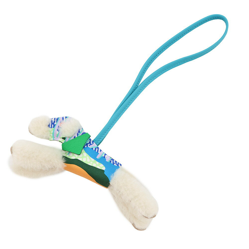 エルメス バッグチャーム バディ アロハ ブルーイドラ/ヴェールコミック ラムスキン/ムートン B刻印 【..