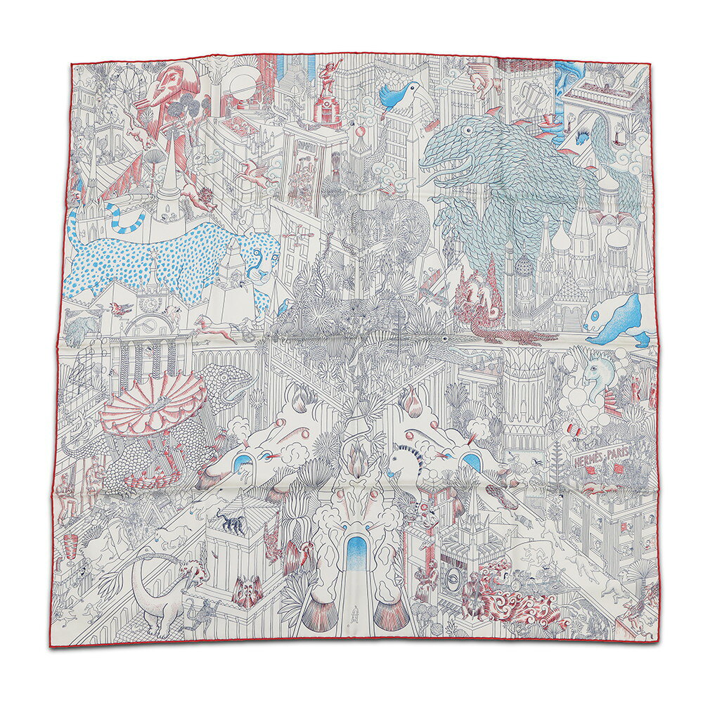 エルメス スカーフ カレ90 アニマポリス ANIMAPOLIS HERMES 2019年秋冬 【安心保証】 【中古】 エルメス スカーフ HERMES SCARF