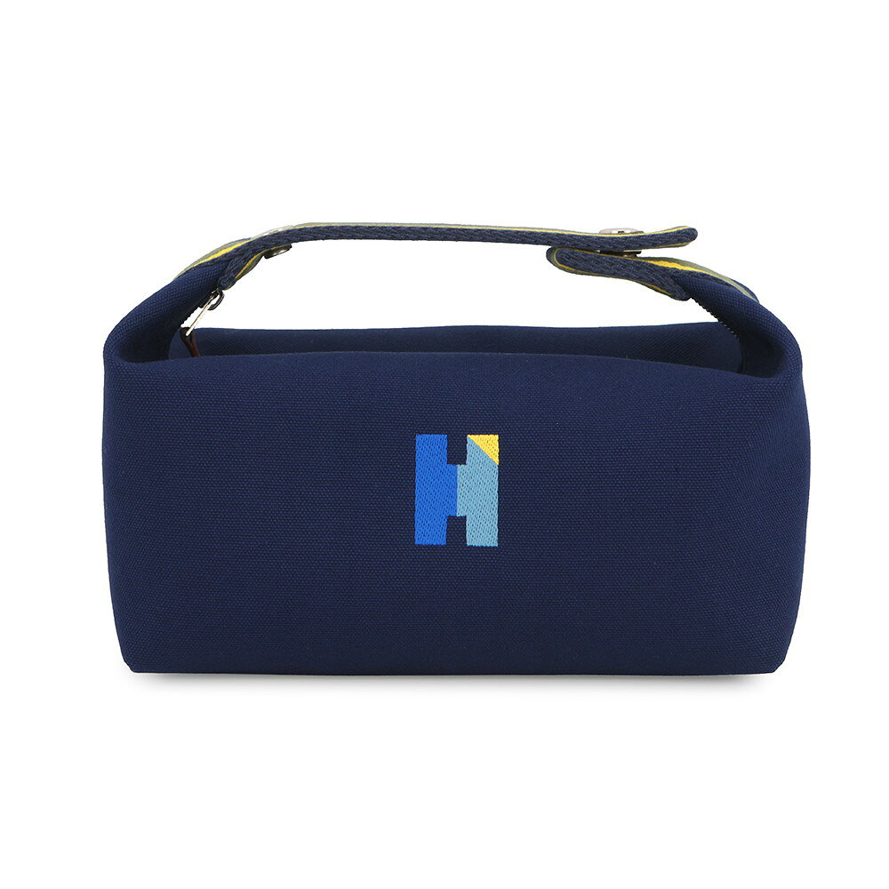 Rakuten - エルメス ポーチ ブリッド・ア・ブラックPM マリン/シルバー金具 キャンバス HERMES バッグ 小物入れ 【中古】 エルメス ポーチ エルメス HERMES