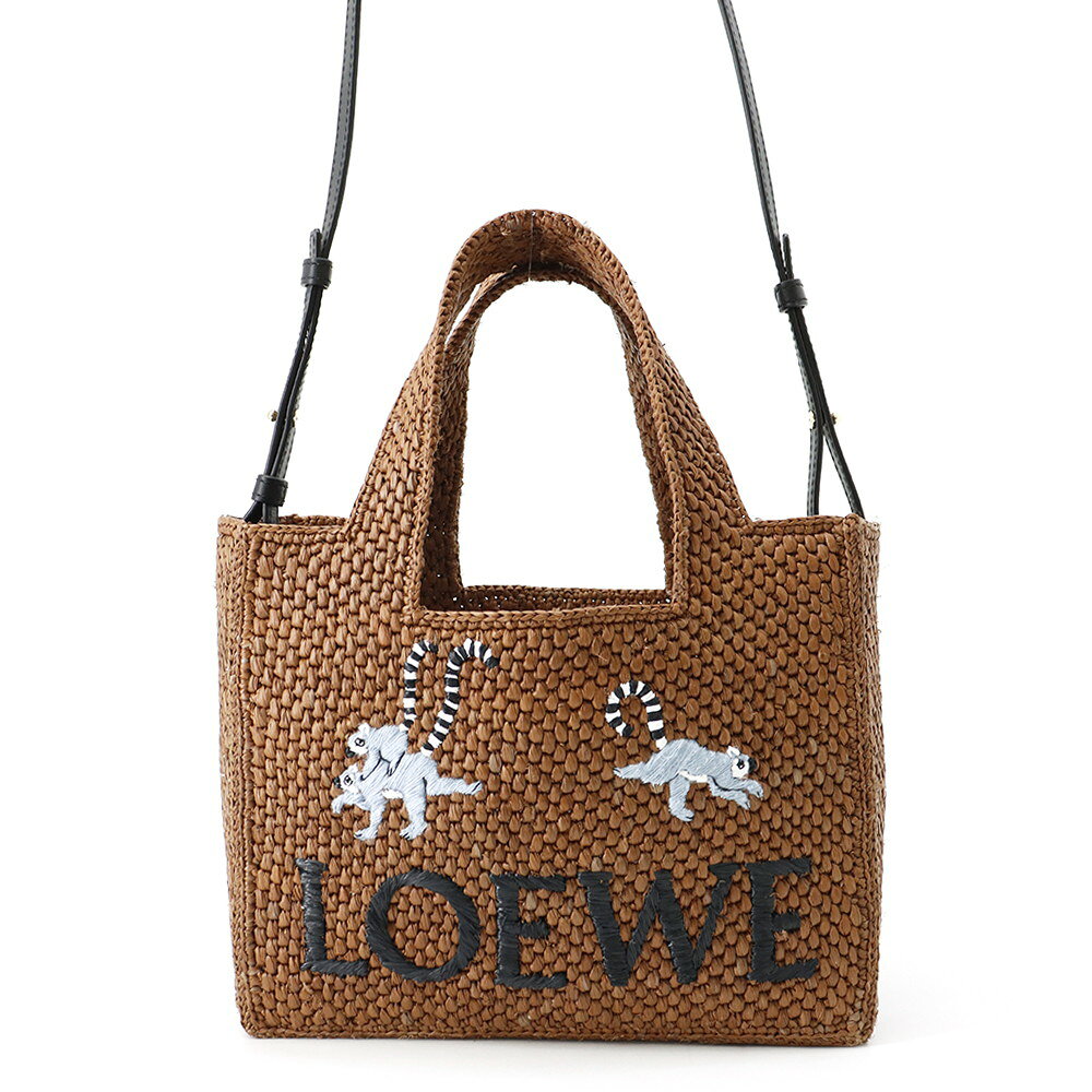 LOEWE - ロエベ トートバッグ フォントトート スモール スナ・フジタ ラフィア LOEWE 2wayショルダー かごバッグ ワオキツネザル 【安心保証】 【中古】 ロエベ バッグ LOEWE BAG
