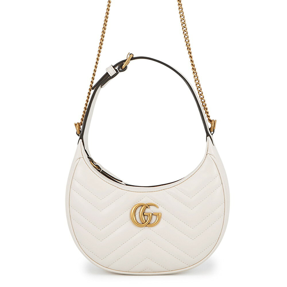 乐天商城 - グッチ ハンドバッグ GGマーモント ハーフムーン シェブロン キルティング 699514 GUCCI バッグ ワンショルダー 白 【中古】 グッチ バッグ レディース GUCCI BAG