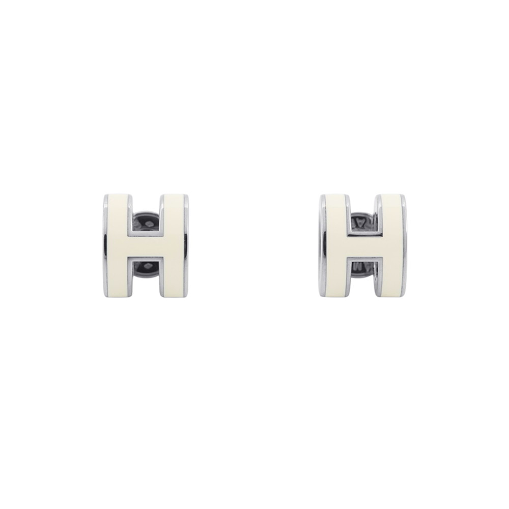 Rakuten - エルメス ピアス ミニ・ポップアッシュ ホワイト/シルバー金具 Hモチーフ HERMES Pop H ポップH エルメス アクセサリー エルメス HERMES