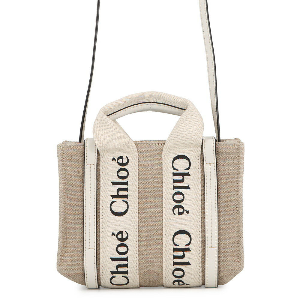 乐天商城 - クロエ ハンドバッグ ウッディ トート ミニ キャンバス レザー CHC22AP237I26101 Chloe 2way 白 【安心保証】 【中古】 クロエ バッグ レディース Chloe BAG