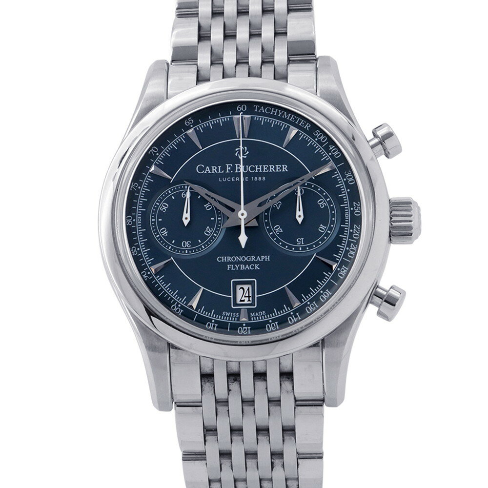 カール F. ブヘラ マネロ フライバック 00.10919.08.93.21 CARL F.BUCHERER 腕時計 ブルーグリーン文字盤 【安心保証】 【中古】 カール F. ブヘラ マネロ CARL F.BUCHERER カール F. ブヘラ 中古