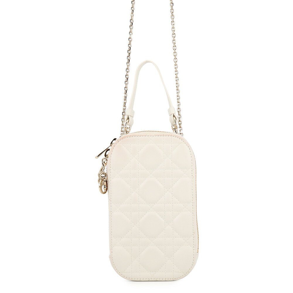 クリスチャン・ディオール スマホケース レディディオール Call'in Dior フォンホルダー カナージュ ラムスキン S0872ONMJ 白 中古 クリスチャン・ディオール バッグ ディオール レディース Christian Dior