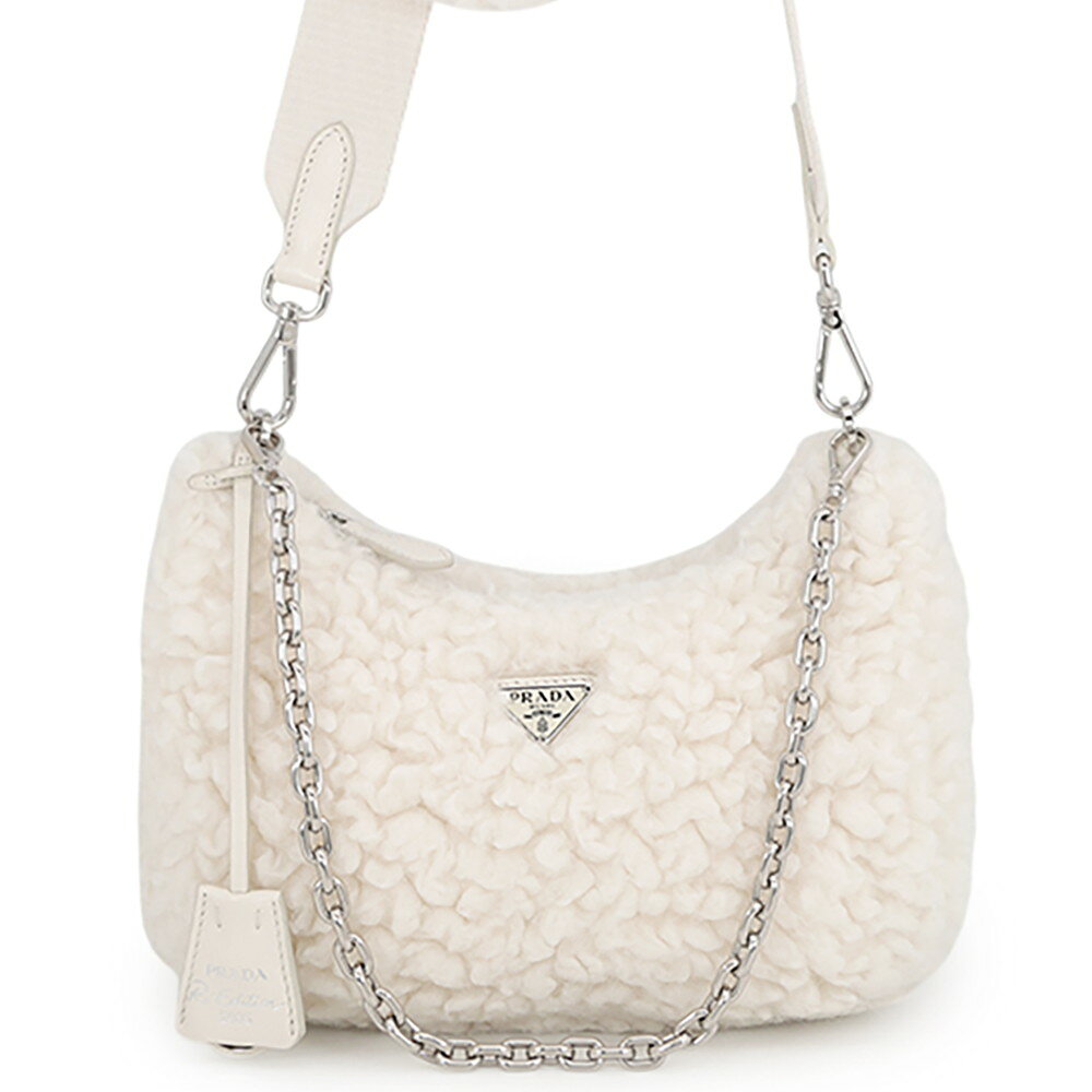 プラダ ショルダーバッグ Re-Edition 2005 ウール カシミヤ 1BH204 PRADA 2wayバッグ 白 中古 プラダ バッグ PRADA BAG