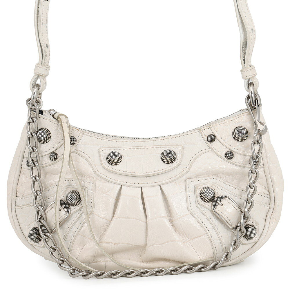 バレンシアガ ショルダーバッグ ルカゴール ミニ 型押しレザー 695814 BALENCIAGA 2way 白 中古 バレンシアガ バッグ レディース BALENCIAGA BAG