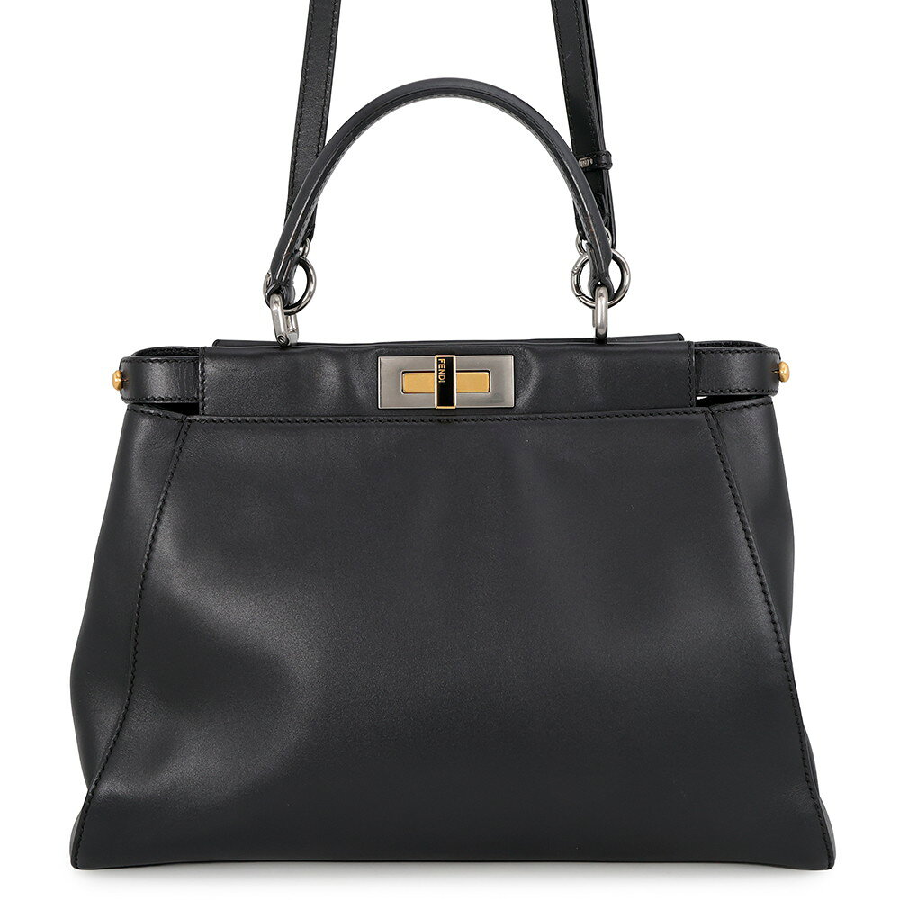 フェンディ ハンドバッグ ピーカブー レギュラー レザー 8BN226 FENDI 2wayショルダーバッグ 黒 中古 フェンディ バッグ レディース FENDI BAG