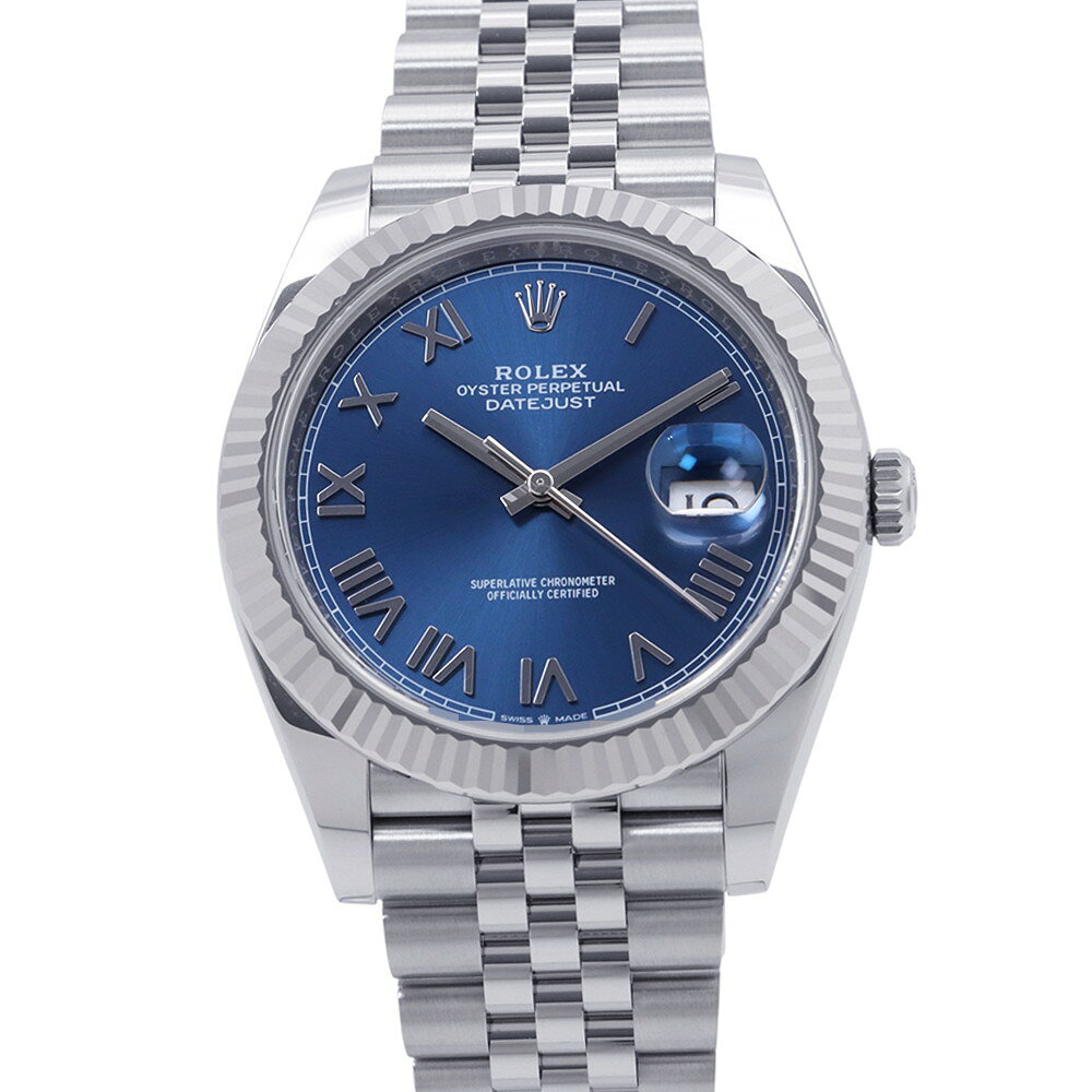 ロレックス デイトジャスト41 SS/K18WG ランダムシリアル ルーレット 126334 ROLEX 腕時計 ブライトブルー文字盤 中古 ロレックス デイトジャスト ROLEX ロレックス 中古