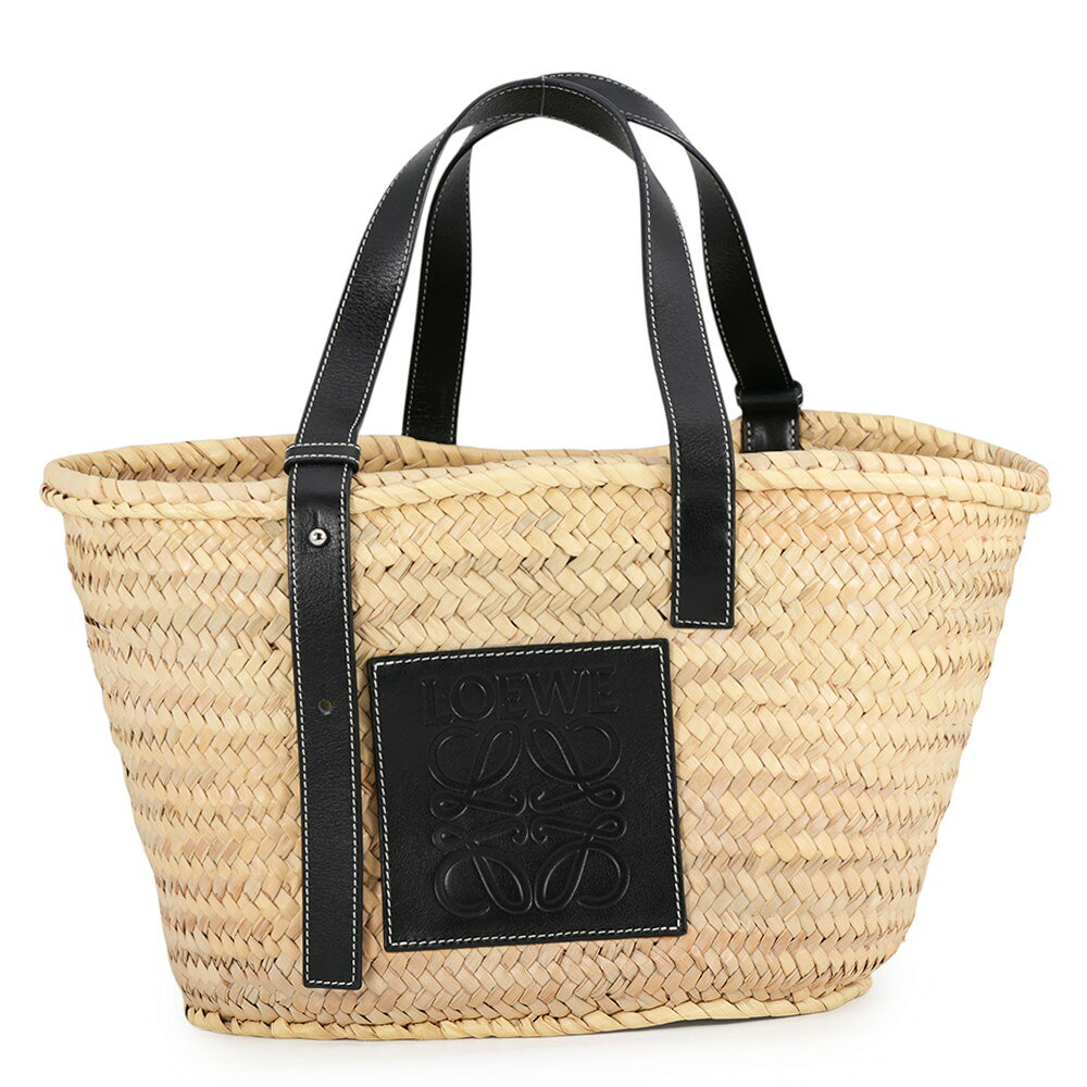 ロエベ トートバッグ アナグラム ラージ ラフィア LOEWE バスケットバッグ かごバッグ 黒 中古 ロエベ バッグ LOEWE BAG