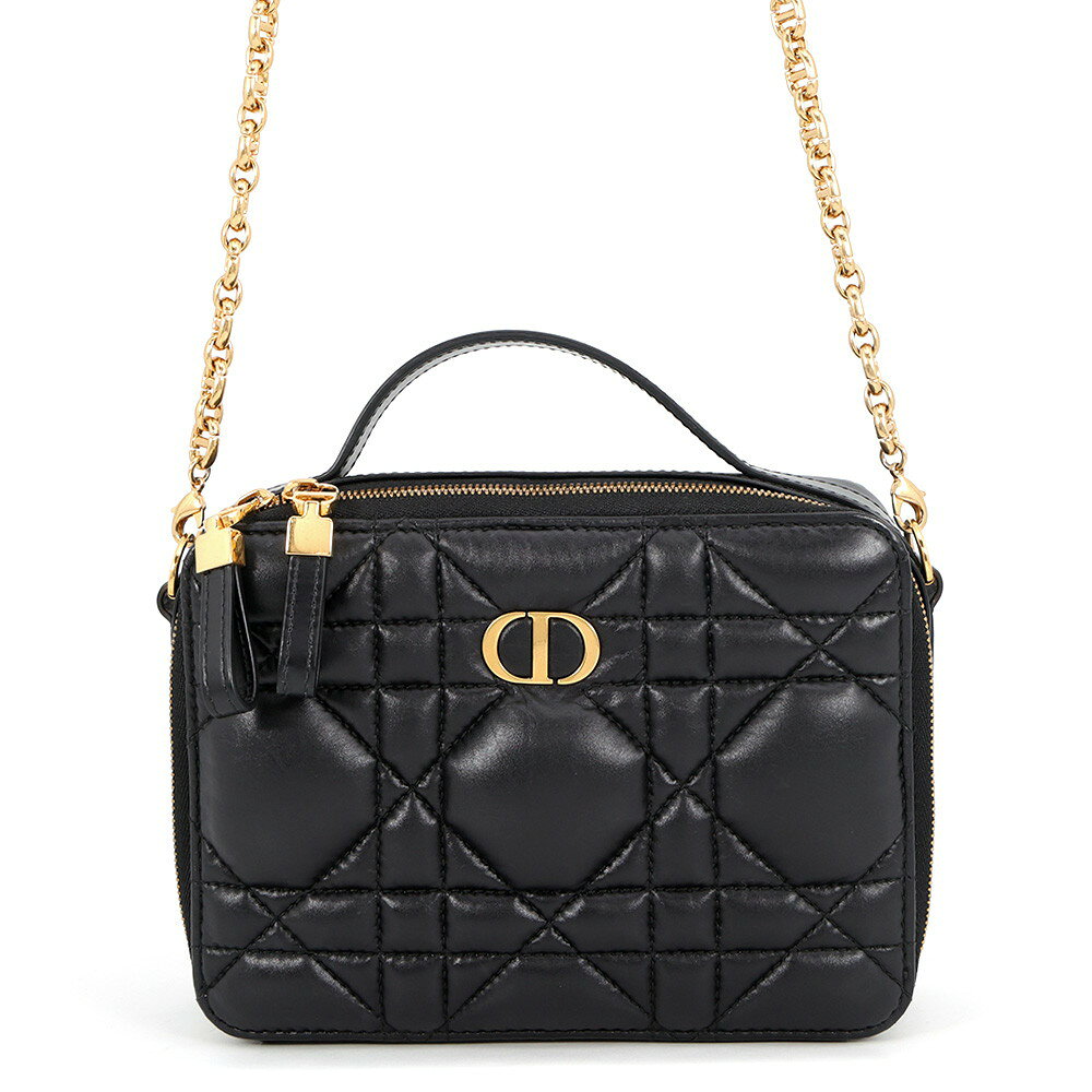 クリスチャン・ディオール チェーンショルダーバッグ カナージュ カロ ボックス レザー S5140UNGX Christian Dior バッグ 黒 中古 クリスチャン・ディオール バッグ Christian Dior BAG