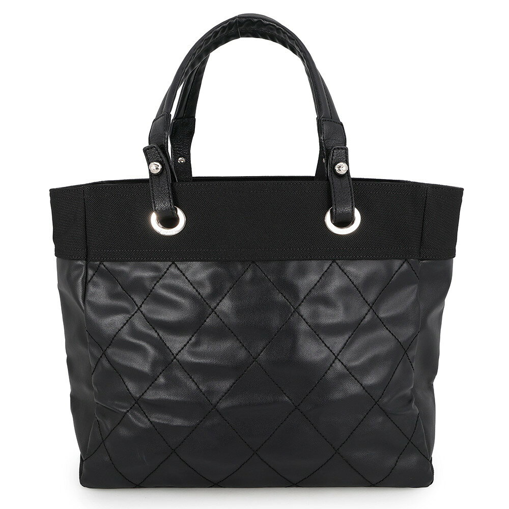 シャネル トートバッグ マトラッセ パリビアリッツトートMM ミディアム レザー キャンバス A34209 CHANEL 黒 中古 シャネル マトラッセ バッグ レディース CHANEL BAG