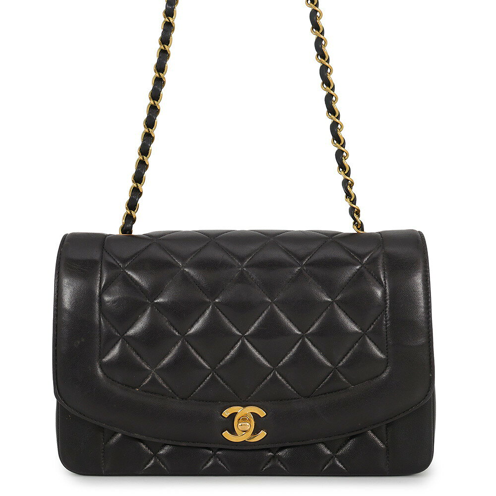 シャネル チェーンショルダーバッグ マトラッセ25 ココマーク ダイアナ ラムスキン A01165 CHANEL 黒 中古 シャネル バッグ レディース CHANEL BAG