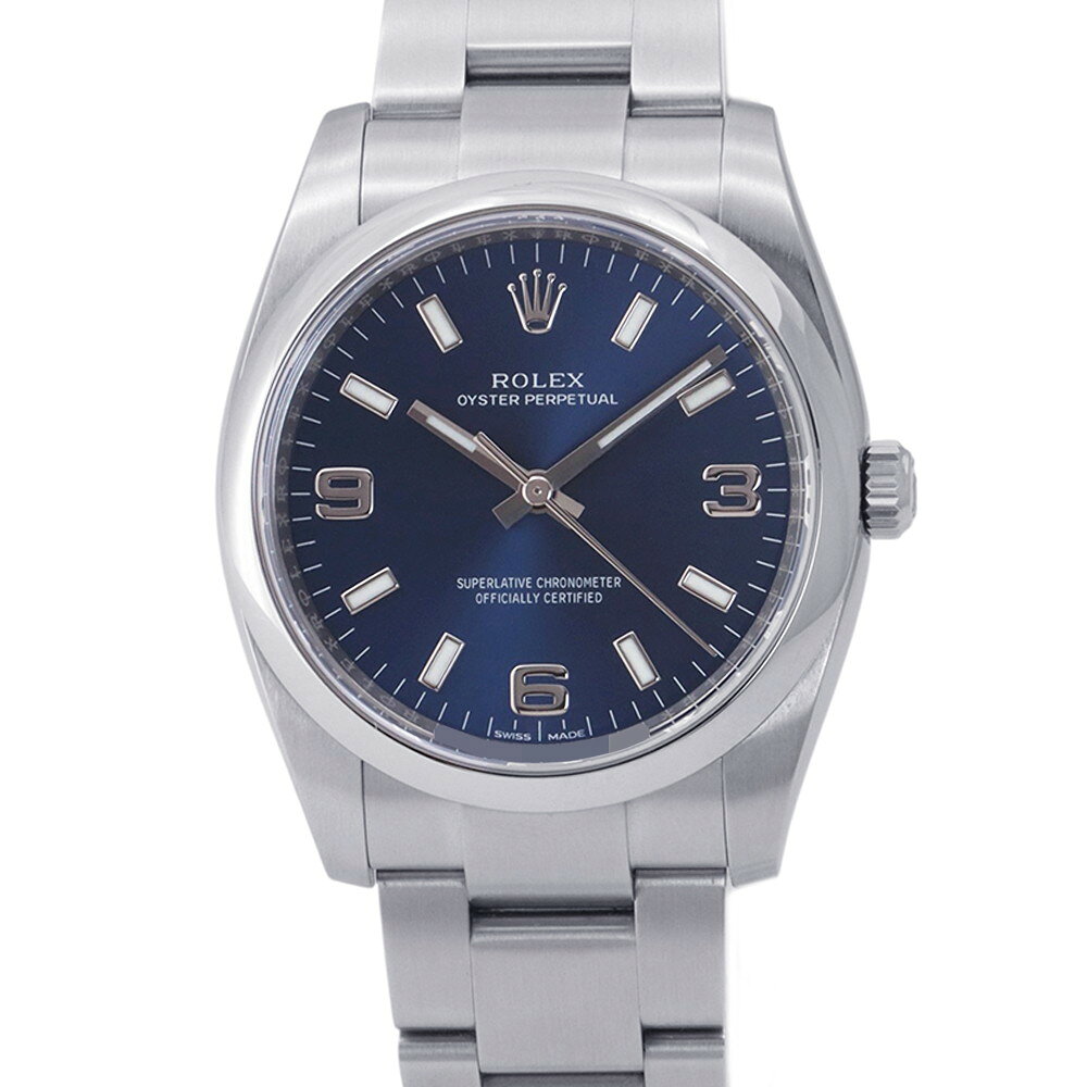 ロレックス オイスターパーペチュアル34 ランダムシリアル ルーレット 114200 ROLEX 腕時計 ブルー文字盤 中古 ロレックス オイスターパーペチュアル ROLEX ロレックス 中古