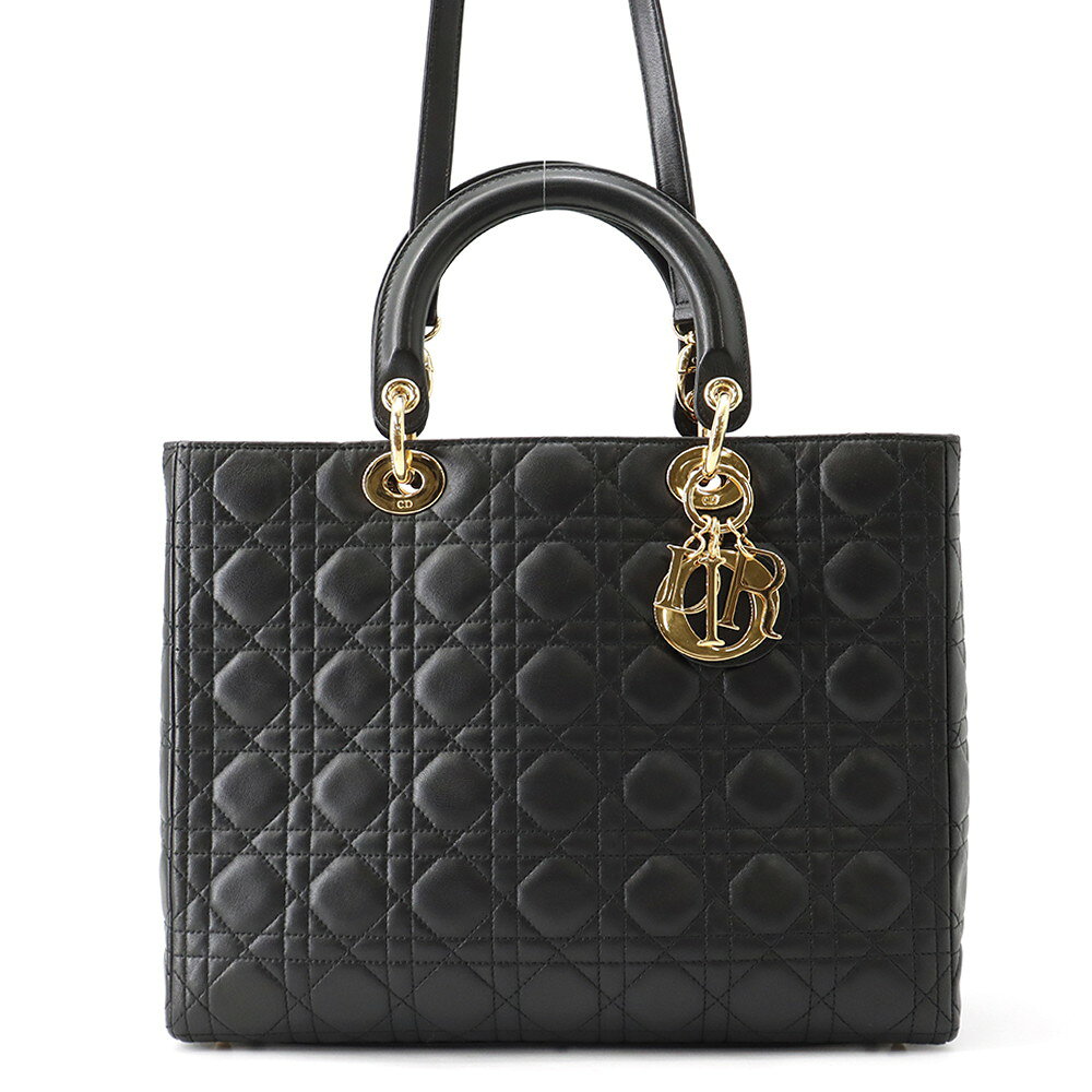 クリスチャン・ディオール ハンドバッグ レディディオール カナージュ ラージ ラムスキン Christian Dior 2way 黒 中古 クリスチャン・ディオール バッグ Christian Dior BAG