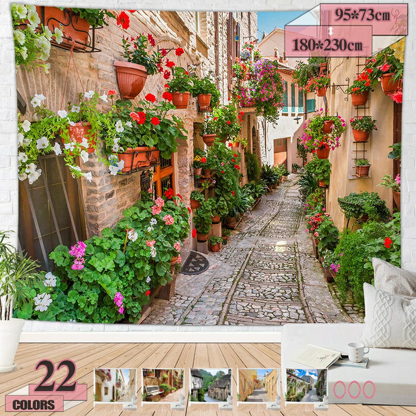 300円OFFクーポン エキゾチックなタペストリー 唯美的景観壁タペストリー ヨーロッパの街並み 静かな町 多機能壁掛け アートタペストリー壁飾り 寝室居間マンション 新居装飾 落ち着く リビングルーム ベッドルーム 個性プレゼント gratiahome