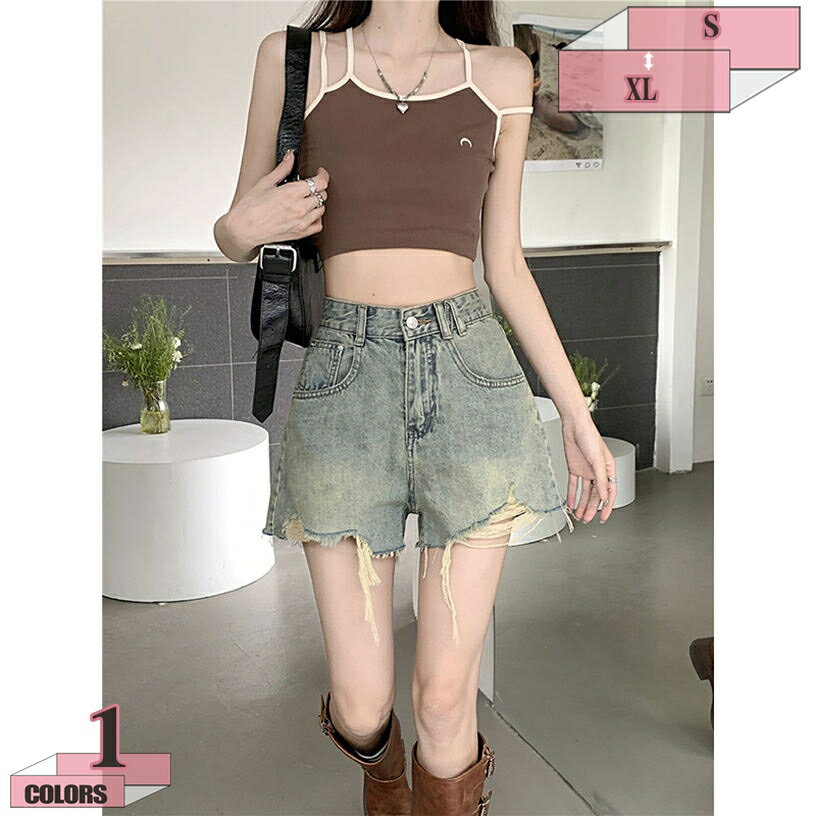 Cropped Pants - ショートパンツ レディース ハイウエスト 涼しい 夏 楽ちん ゆったり 体型カバー OL カジュアル ボトムス 短パン 半ズボン ハイウエスト 美脚 脚長 着痩せ おしゃれ 可愛い 通勤 OL 通学 デート 普段着 gratiahome
