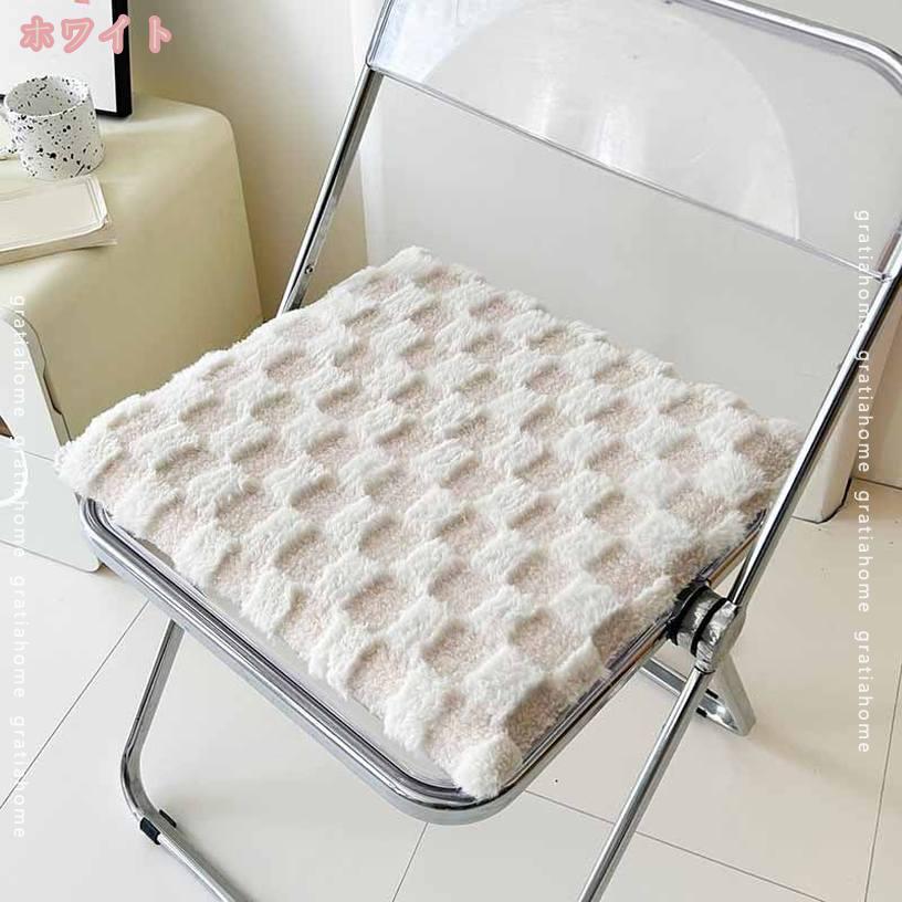 座布団 椅子 チェアパッド シートクッション 座面ざぶとん チェアクッション 四角 低反発 暖かい ふわふわ 洗えるカバー 滑り止め 椅子用 自宅用 冬用 フローリング リビング 和室 可愛い 北欧 座り心地いい おしゃれ gratiahome [3]