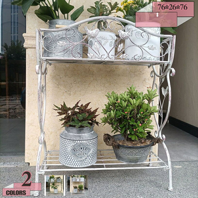 2000円OFFクーポン 2段付きプラントシェルフ 複数の植物用 プラントラックホルダー ガーデンシェルフ フラワースタンド リビングルーム パティオコーナー用 ホーム用 多機能 プランター用 植物スタンド 屋内 プラントスタンド 屋外 gratiahome
