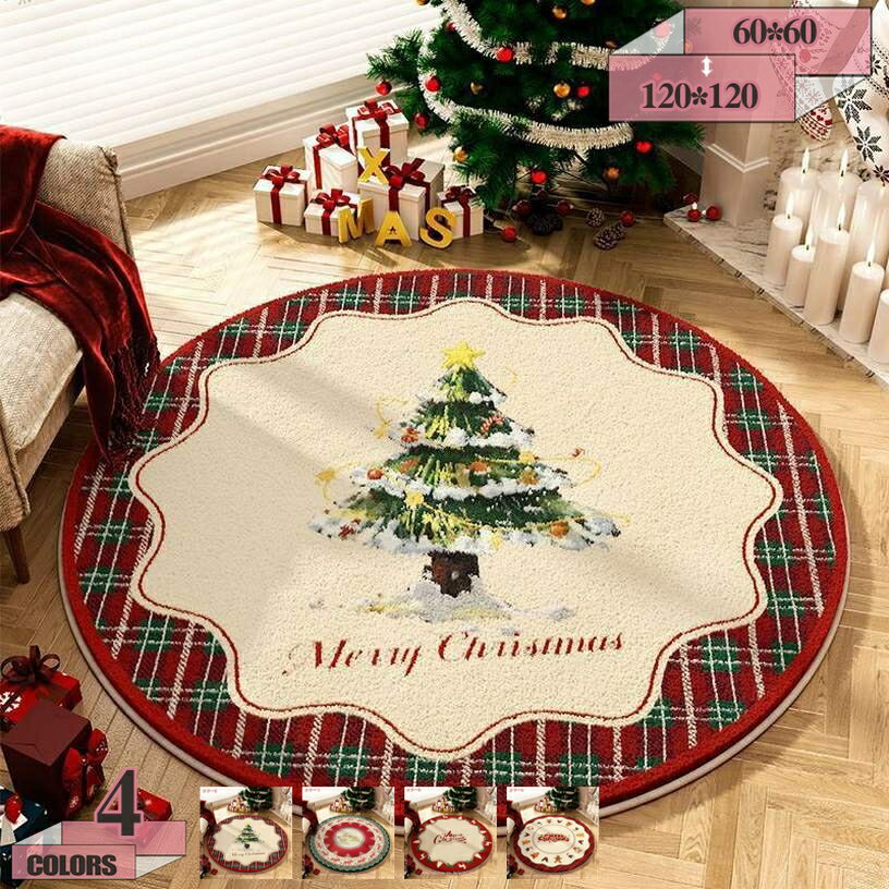 ラグ 円形 洗える 北欧 ラグマット クリスマス カーペット 滑り止め モダン 丸型 サンタ 子供部屋 冬用 飾り クリスマス雰囲気 おしゃれ ウォッシャブル リビング 祝い クリスマス インテリア 新生活 ホーム装飾 gratiahome