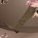 500円OFFクーポン ブーツ レディース ロングブーツ ポインテッドトゥ ウェスタンブーツ 大きいサイズ 履き口広い ジョッキーブーツ ひざ丈 長ブーツ 美脚...