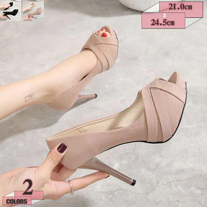 500円OFFクーポン パンプス スエード 歩きやすい 痛くない オープントゥ 厚底パンプス レディース 防水台 10cmヒール ハイヒール サンダル ファッション ビジネス パーティー 宴会 フォーマル キャバ 上品 オフィス gratiahome