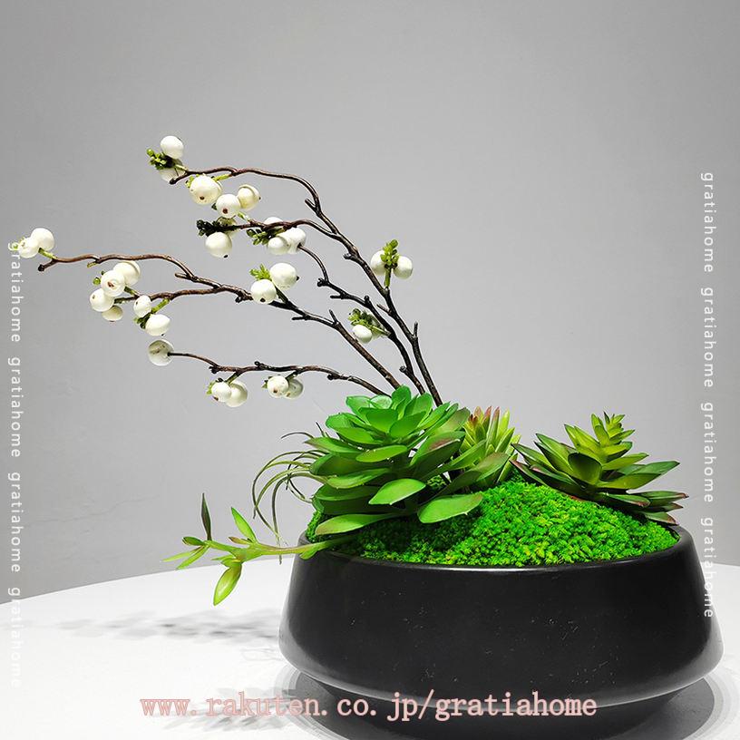 2000円OFFクーポン 人工苔 造花 フェイクグリーン 生け花 フェイクモス 人工盆栽 侘び寂び 人工観葉植物 卓上置物 インテリア 机の装飾 オフィス 事務所 玄関装飾 撮影 フラワーアレンジメント 耐退色 耐候 長持ち 陶器付き gratiahome 3