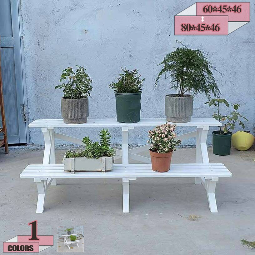 1000円OFFクーポン フラワースタンド2段 木製スタンド ベランダ フラワースタンド 木製 ガーデニング ..