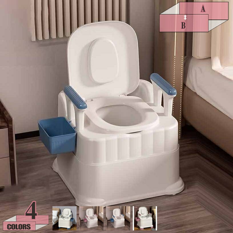 ポータブルトイレ 簡易トイレ 手すり付き 携帯トイレ 便器 大人用 洗えるバスケット付き 屋外 屋内可動トイレ 寝室 キャンピングカー用 背もたれ 簡易トイレ ...