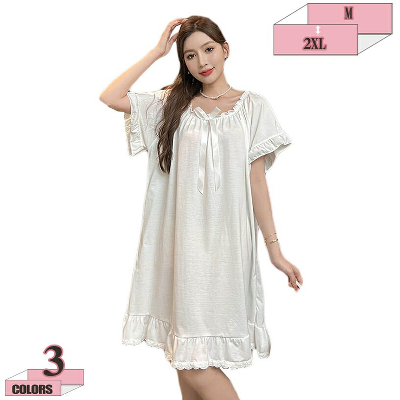 ルームワンピース レディース ネグリジェ ナイトドレス ルームウェア パジャマ 部屋着 ナイトウェア 寝間着 プリンセス ドレス レース 長袖 ロング 姫系半袖夏 秋 薄手 gratiahome