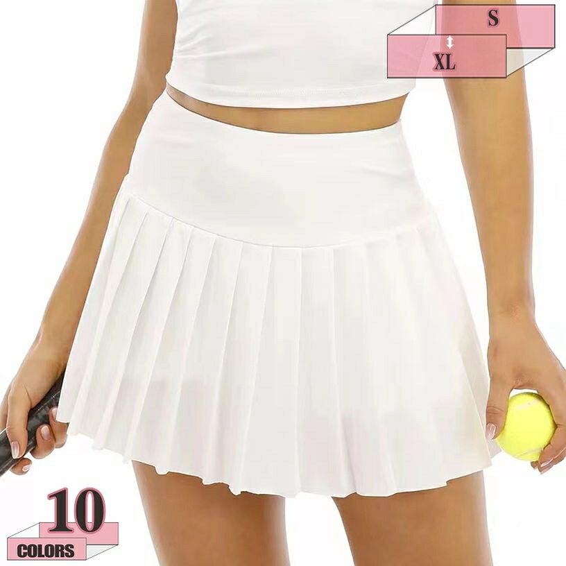 1000円OFFクーポン テニススカート プリーツ レディース スコート インナーパンツ 伸縮性 速乾 柔らかい ハイウエスト ウエストゴム カラバリ豊富 ゴルフスカート プリーツスカート アクティブスカート スポーツスカート ストレッチ スコート gratiahome