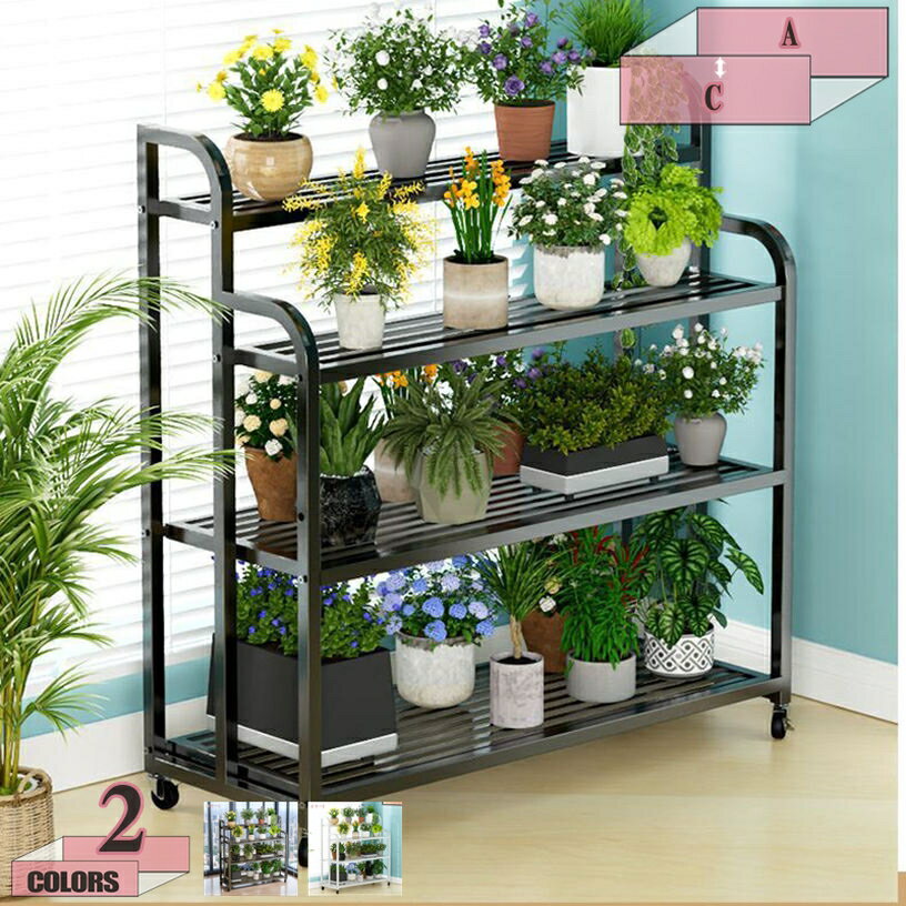 1000円OFFクーポン フラワースタンド 花台 室内外兼用の4段フラワースタンド 園芸ラック 観葉 植物 花..