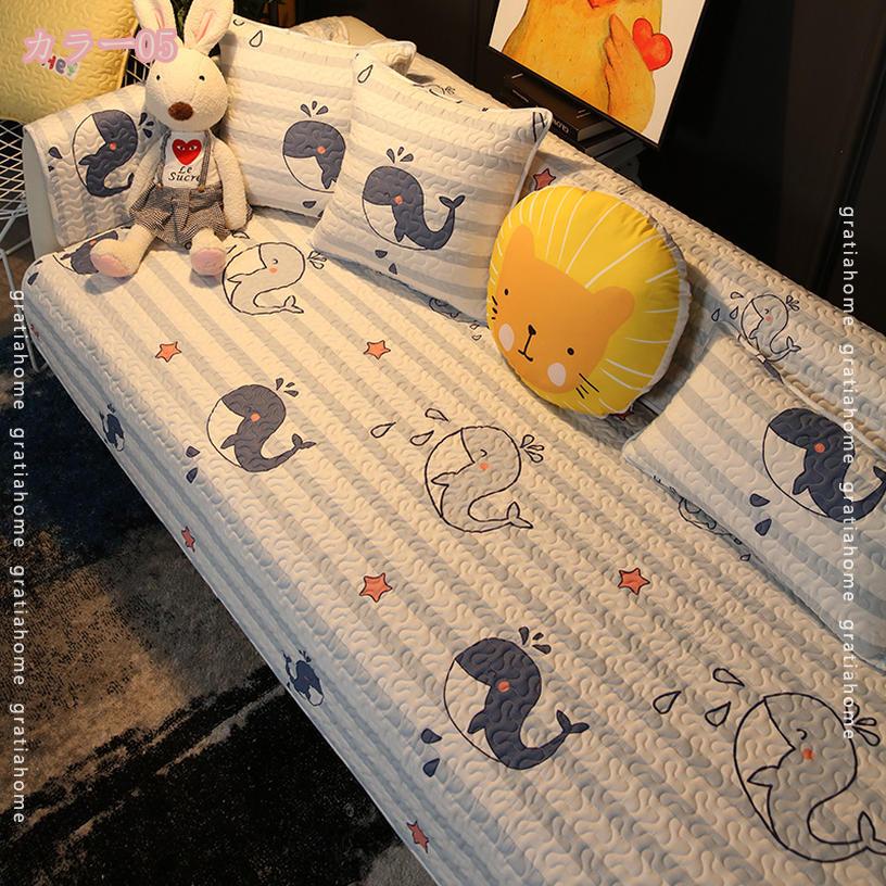 300円OFFクーポン 北欧 ソファーカバー 綿 布 四季通用 滑り止め 厚手 キルト キルティング 肘なしと肘付きソファーとも適用 出窓 室内マット シンプル 室内マット 正方形 長方形 マルチカバー 水洗い ファッション ふわふわ 室内マット 犬猫対策 gratiahome [2]
