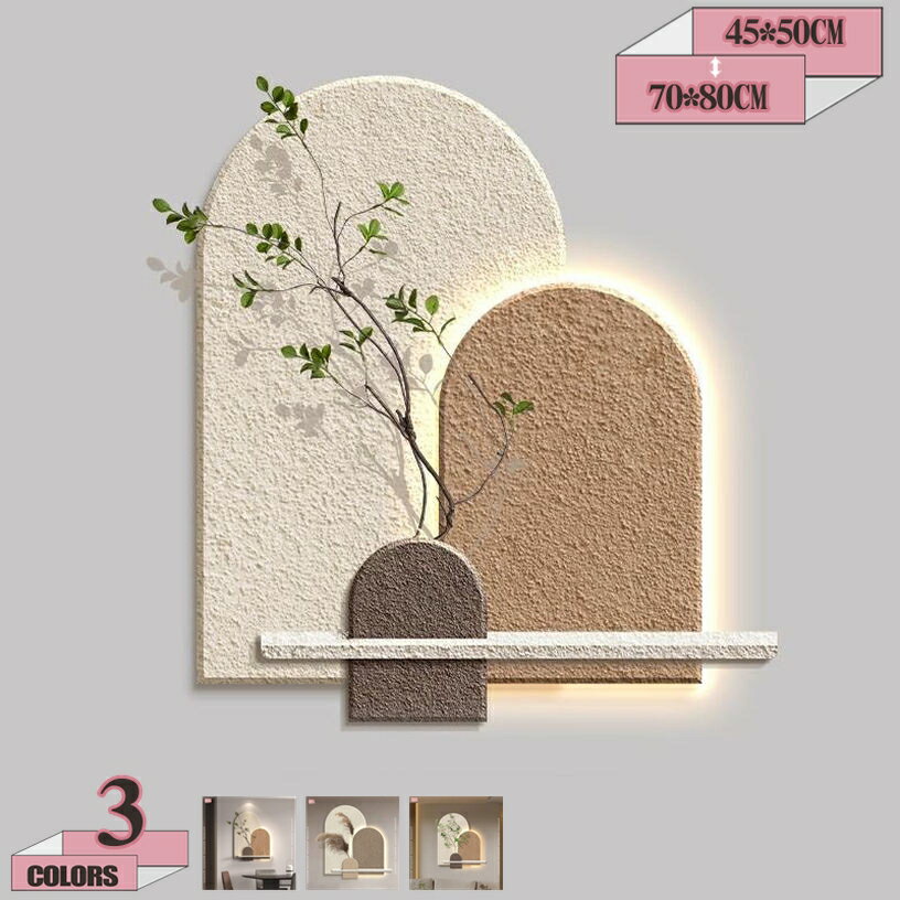 1000円OFFクーポン ウォールデコレーション 侘寂風 おしゃれ 壁掛け 装飾棚 シェルフ付きアート 飾り棚 ウォールラック 玄関/エントランス/リビング 壁面収納 ソファ背景壁 立体壁画 ディスプレイ gratiahome