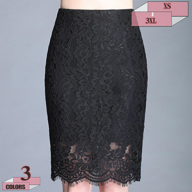 レースタイトスカート 花柄 レース 刺繍レース 女性らしい シンプル エレガント 大人 可愛い ペンシルスカート タイトスカート 高見え 着痩せ 細見え 足首を魅せる 裏地付き 透けにくい オールシーズン ペンシルスカート gratiahome
