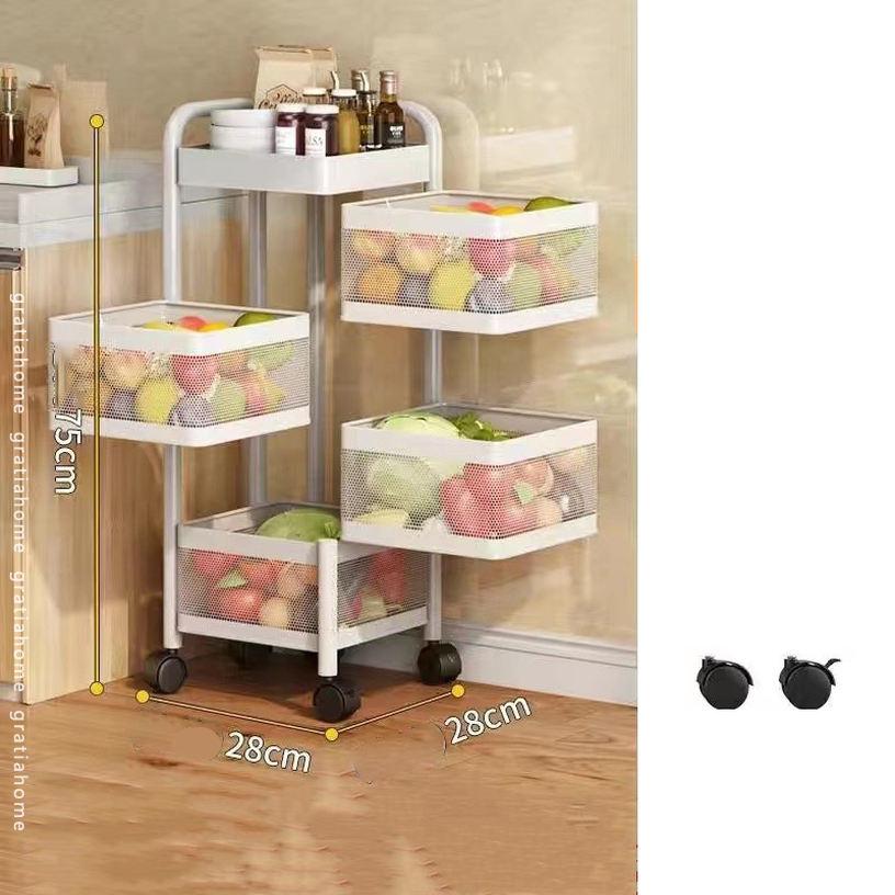 1670円OFFクーポン キッチンワゴン 隙間収納 ワゴン キャスター付きキッチン 収納カート 小物 食品 調味料 キッチン収納 組立簡単 浴室 台所 冷蔵庫横 隙間ラックバスケット カートストッパー付き 新生活 入学 引越し 収納用品 gratiahome [2]