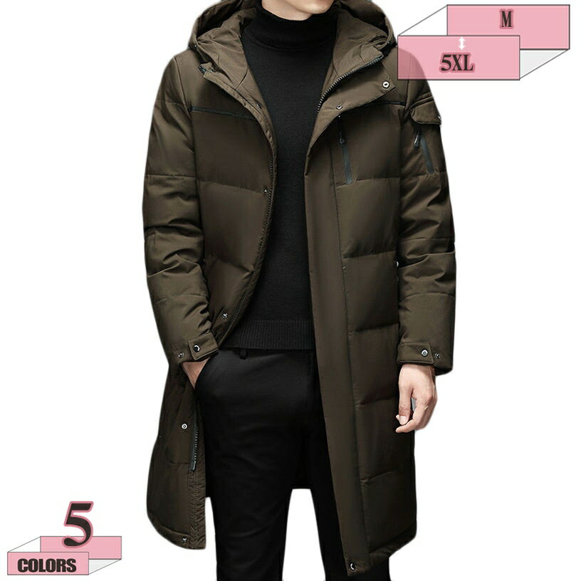 楽天グラティアHOME1000円OFFクーポン ダウンジャケット メンズ フード付きコート ロングコート 羽毛 厚手 冬服 アウター ハイネック 厚手 防寒 防風 撥水 暖かい 普段使い アウトドア キャンプ デート ウォーキング おしゃれ かっこいい 中綿入り 中綿ジャケット gratiahome