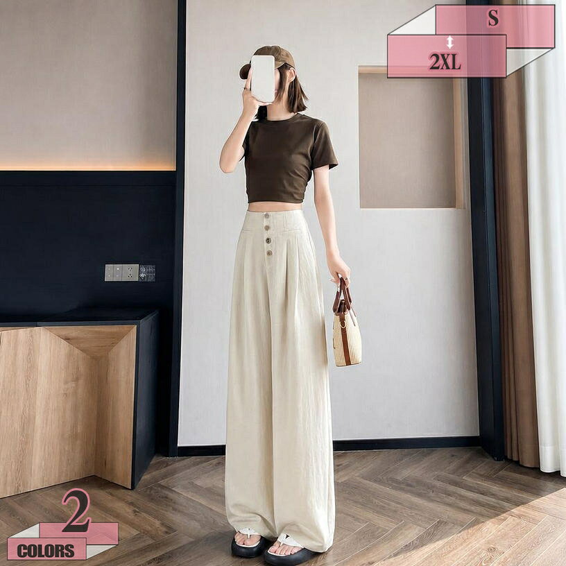体型カバー ワイドパンツ レディース 夏用 ハイウエスト 涼しい ズボン ロング ストレートパンツ 脚長効果 すっきり見え ゆったりサイズ ボトムス リラックス おしゃれ 爽やか テンセル風素材 ナチュラル 普段着 通勤 gratiahome