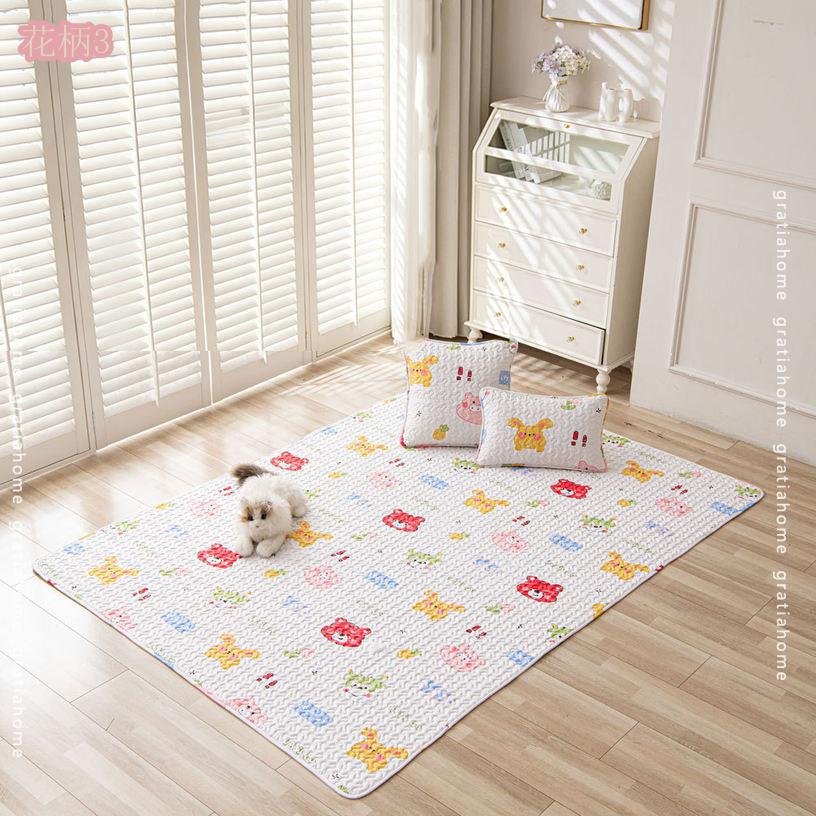 500円OFFクーポン ラグ コットンキルト 綿 100% 110*180cm 赤ちゃんに優しい おしゃれ グレー アイボリー ブルー グリーン 洗える キルティング カーペット キルトラグ 洗える 北欧 床暖房対応 新生活 ラグマット ウォッシャブル 滑り止め 赤ちゃん gratiahome [3]