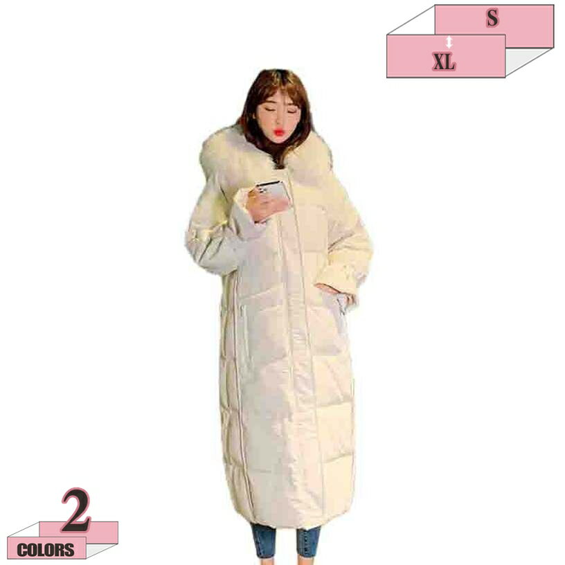 1000円OFFクーポン ダウンコート レディース ダウンジャケット アウター 中綿 ロング ファーフード付き ゆったり 膝下 シンプル 暖かい 大人 おしゃれ インナーダウン ライトダウン アウター 欧米風 光沢感 コート 上着 ポケット付き 中綿コート 仕事 gratiahome