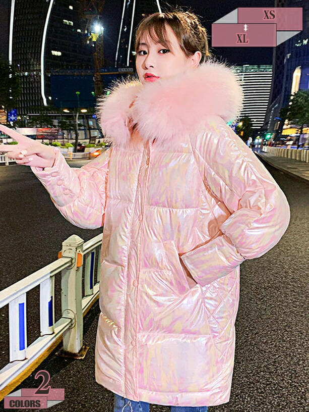 777円OFFクーポン ダウンコート レディース ダウンジャケット ロング 光沢感 コート アウター 大きいサイズ ファー付き フード コートアウター カジュアル シンプル 厚手 あったか 秋冬 可愛い 防寒 保温 防風 ポケット付き エレガント 着痩せ gratiahome